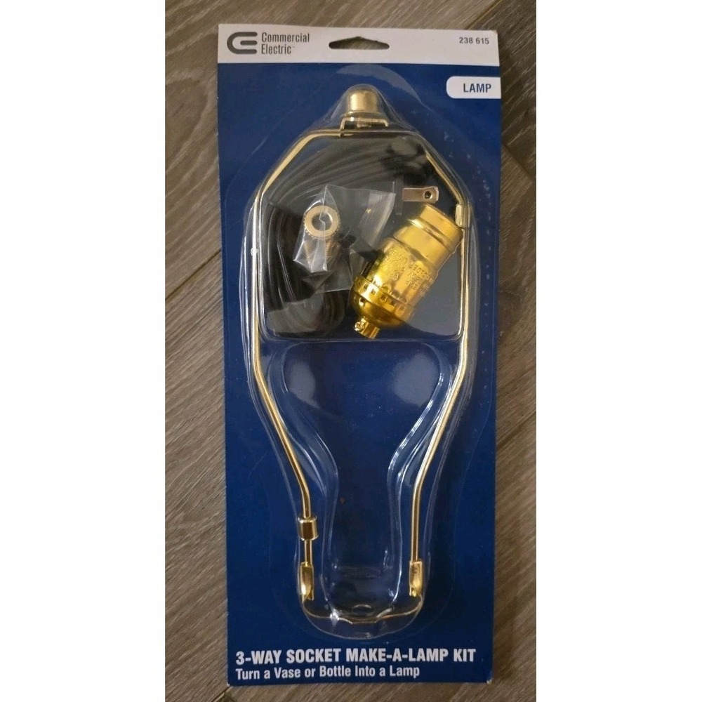 NEW Make-A-Lamp 3-Way‎ Socket Kit Brass
